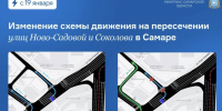 В Самаре с 19 января на перекрестке Ново-Садовой и Соколова изменят схему движения - SamaraGIS.Ru