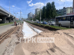 В Самаре продолжается ремонт трамвайных путей на Ново‑Садовой: кадры с места