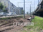 В Самаре продолжается ремонт трамвайных путей на Ново‑Садовой: кадры с места